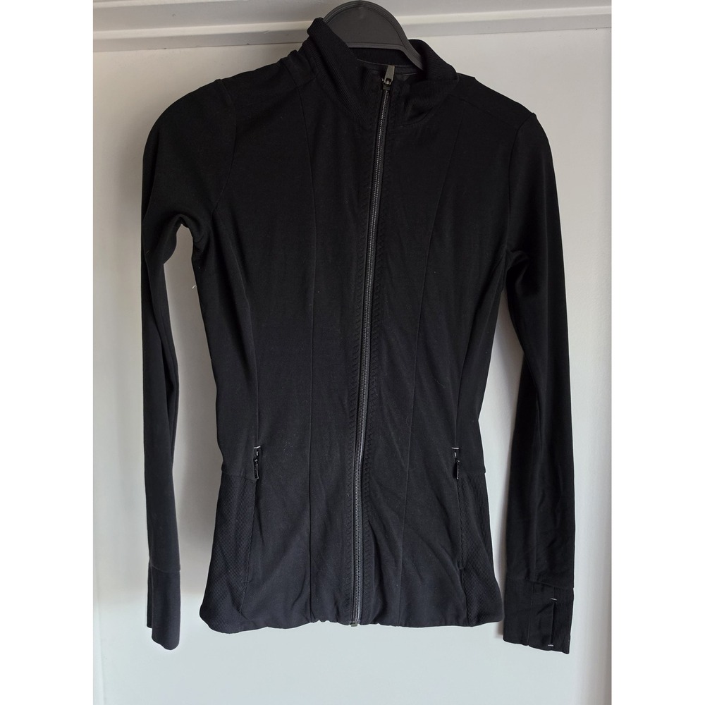 Athleta Black Jacket XXS Long Sleeve Collared Activewear Athleisure Coat